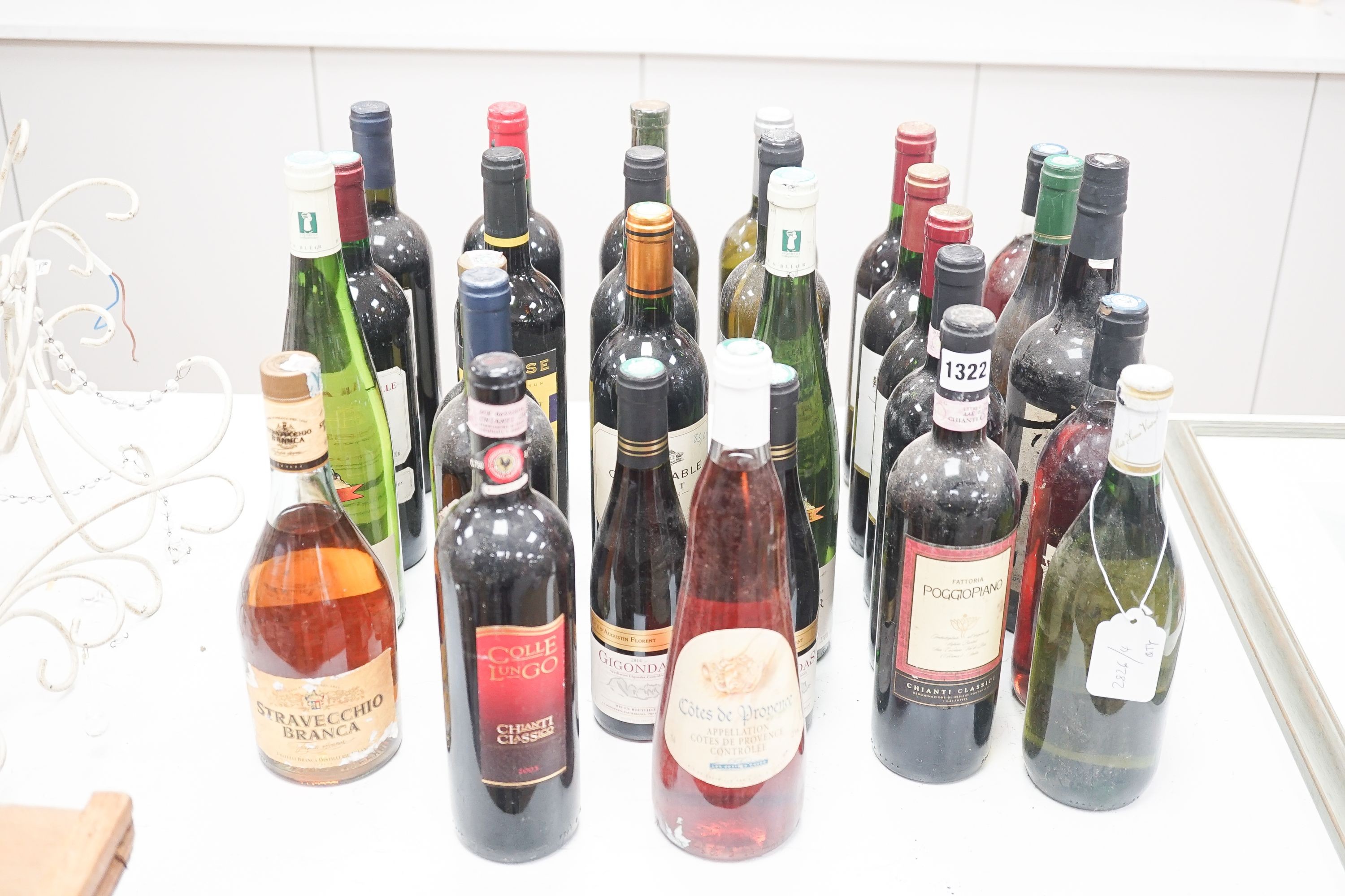 A quantity of mixed wines to include Musare cuvee reservee 2002, Gewürztraminer, Connetable Talbot Saint-Julien 1997, Chateau Rousselle Cotes De Bourg 2002 etc. (28)